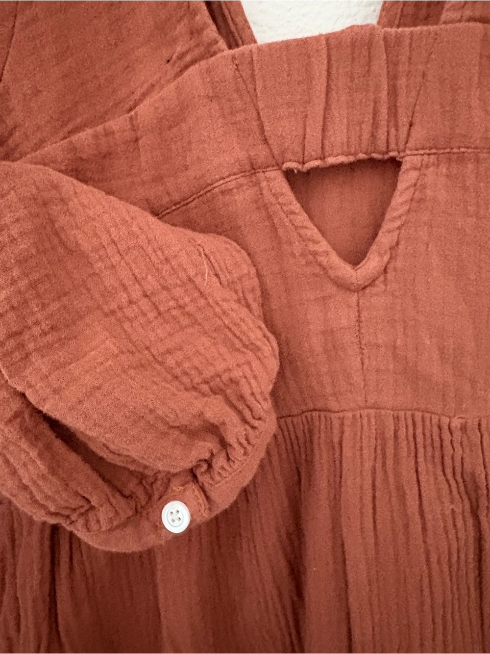 Madewell Rust-Orange Textured Gauze Top